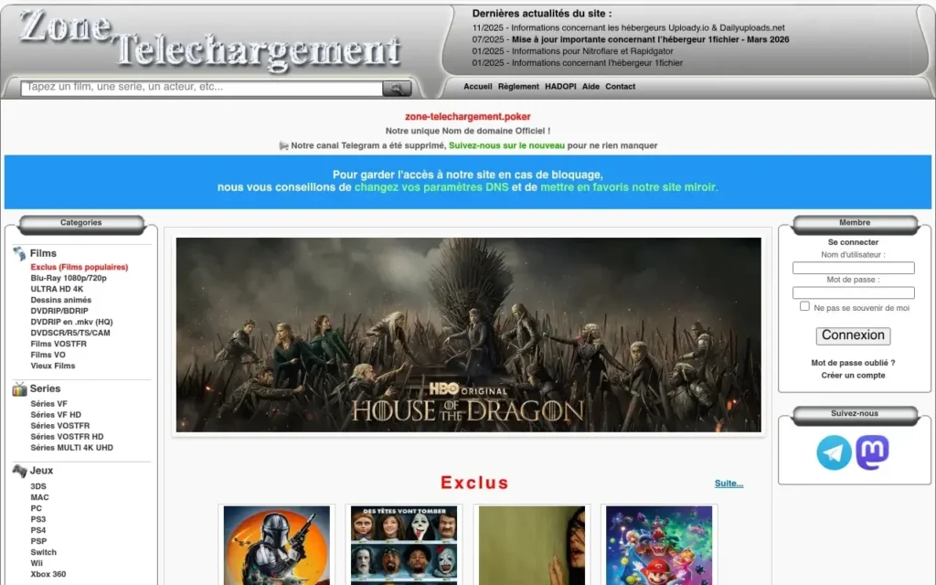 Zone Téléchargement bloqué